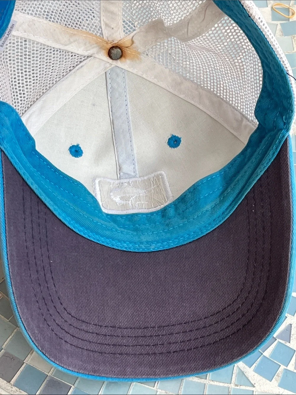 Costa Del Mar Blue White Mesh‎ Trucker Snapback Hat Marlin Fishing Cap